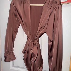 Elegant Brown Satin Blouse